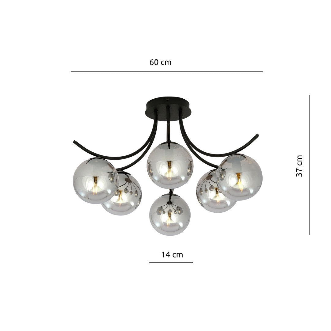 Boston 6 ceiling lamp black/graphite