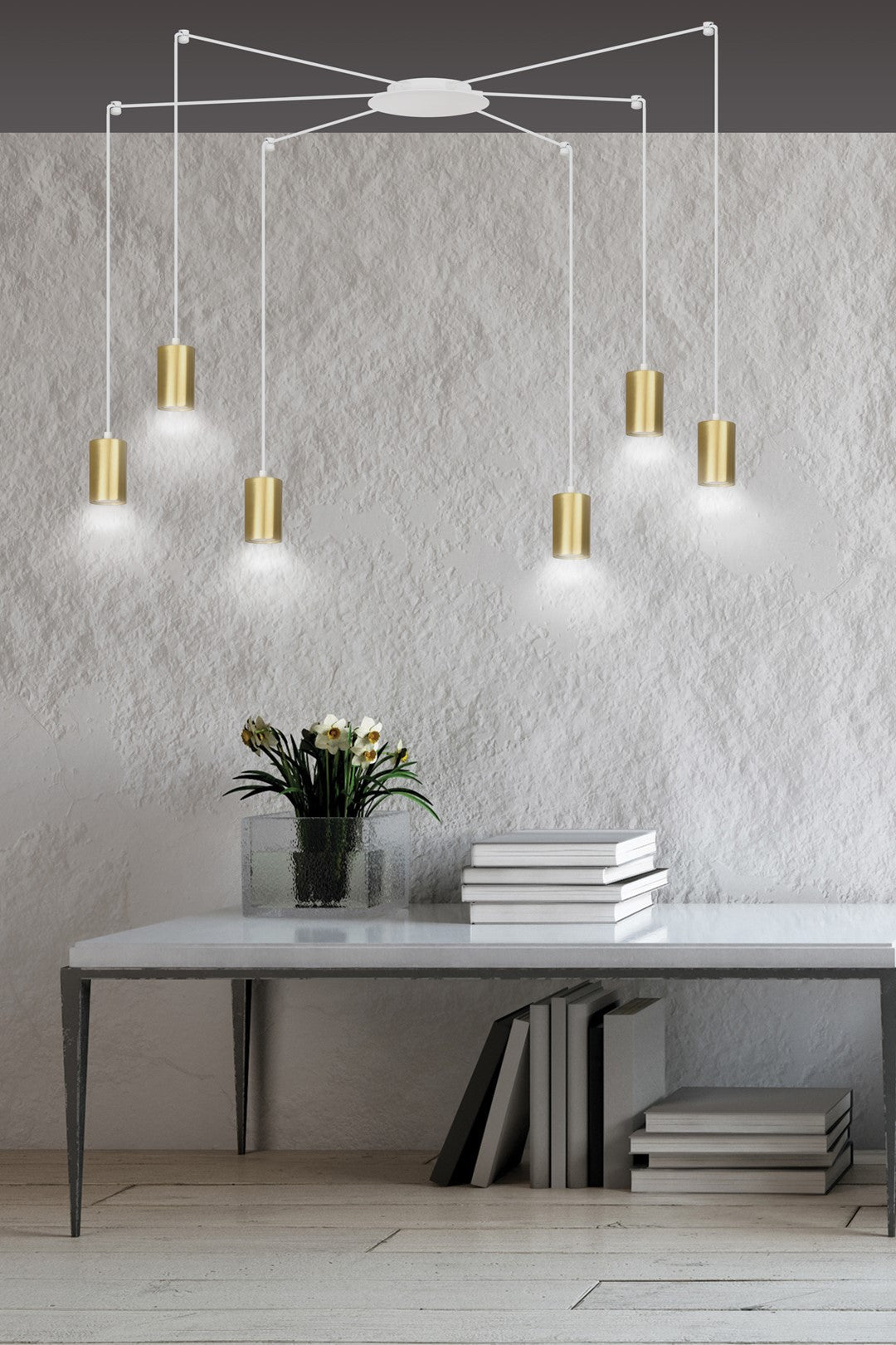 Traker 6 pendant light white/gold