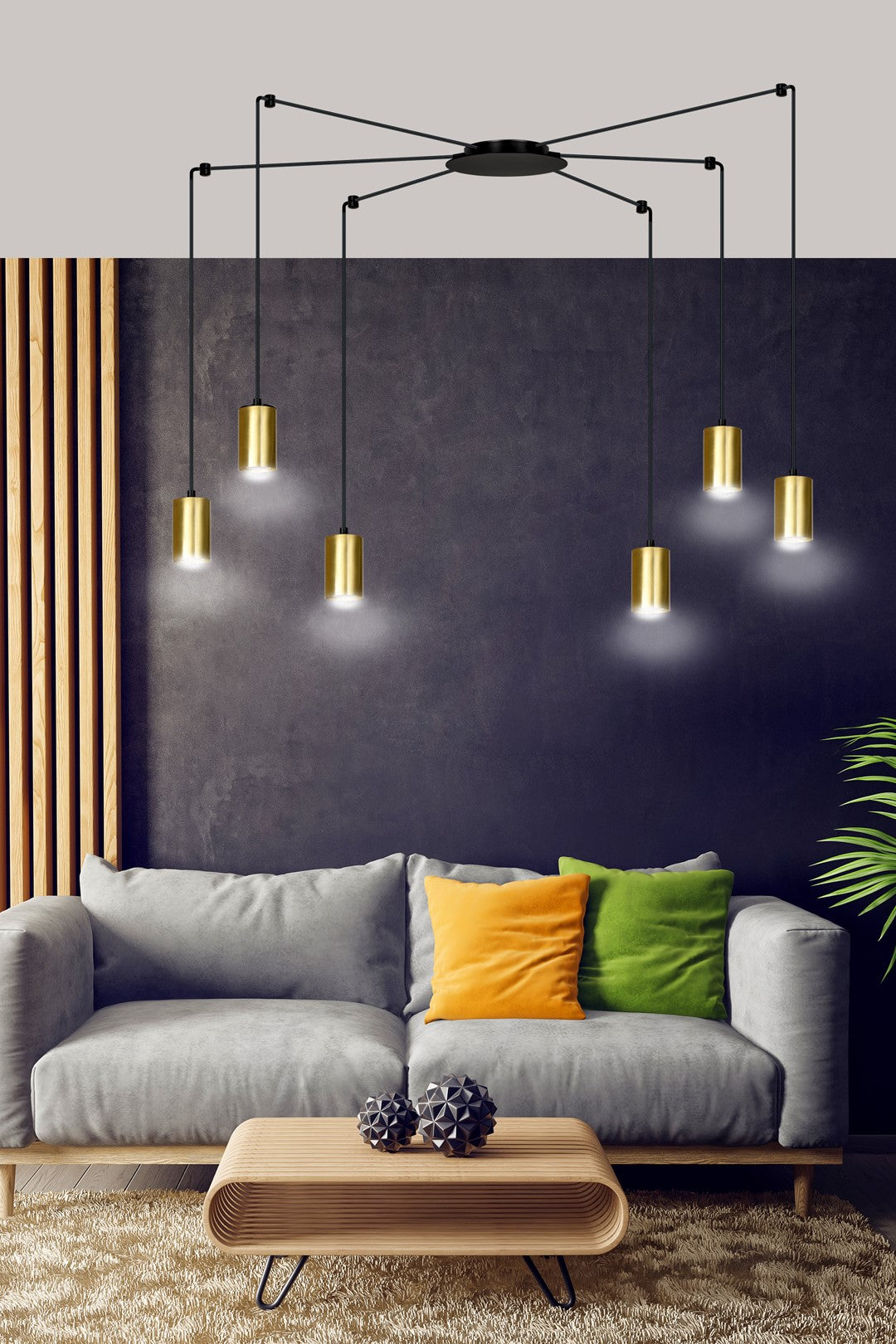 Traker 6 pendant light black/gold