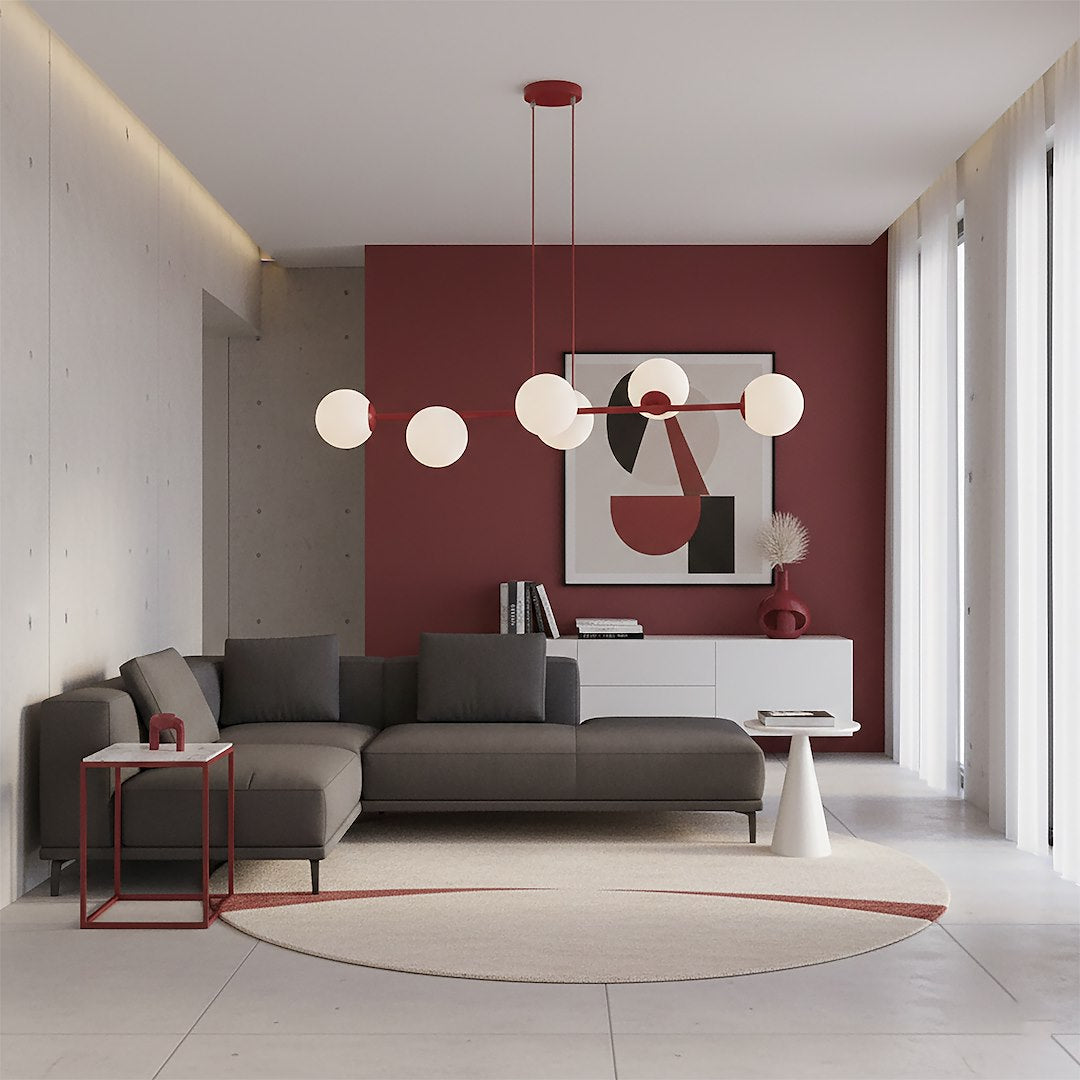 Magnus 6 pendant lamp burgundy/opal