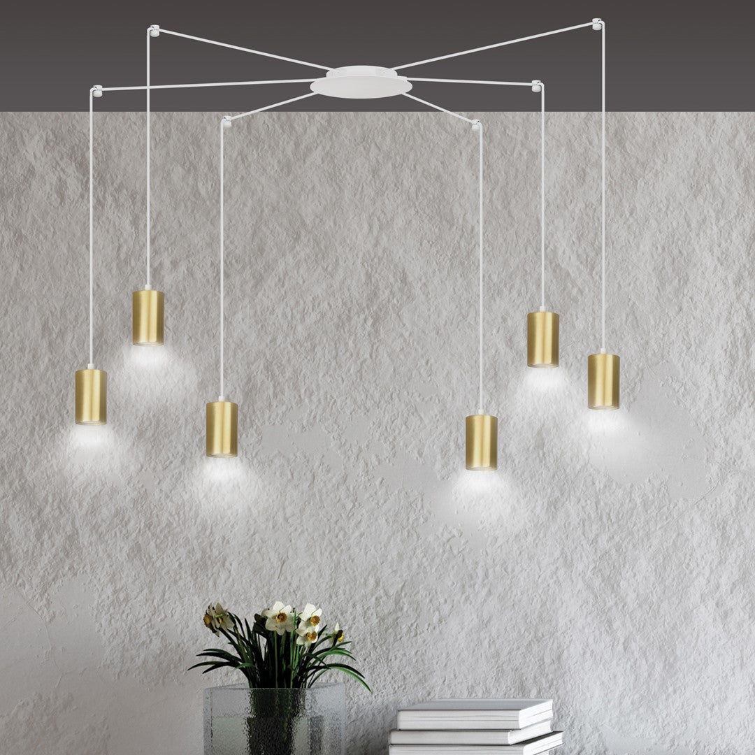Traker 6 pendant light white/gold