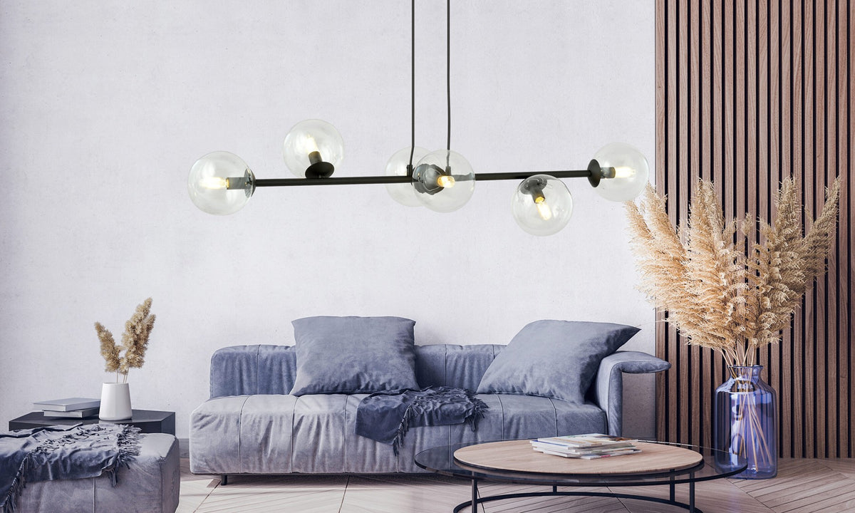 Rossi 6 pendant light black/clear