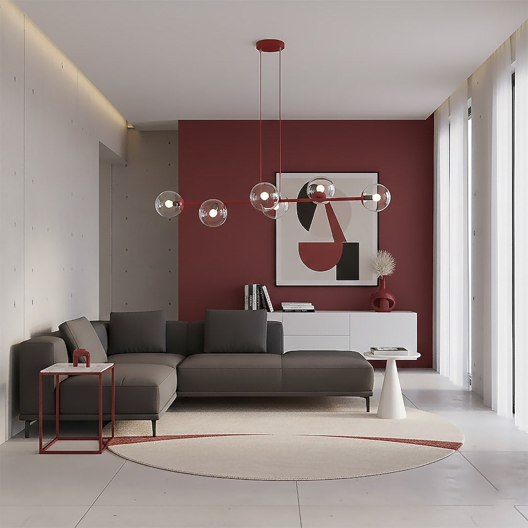 Magnus 6 pendant lamp transparent burgundy