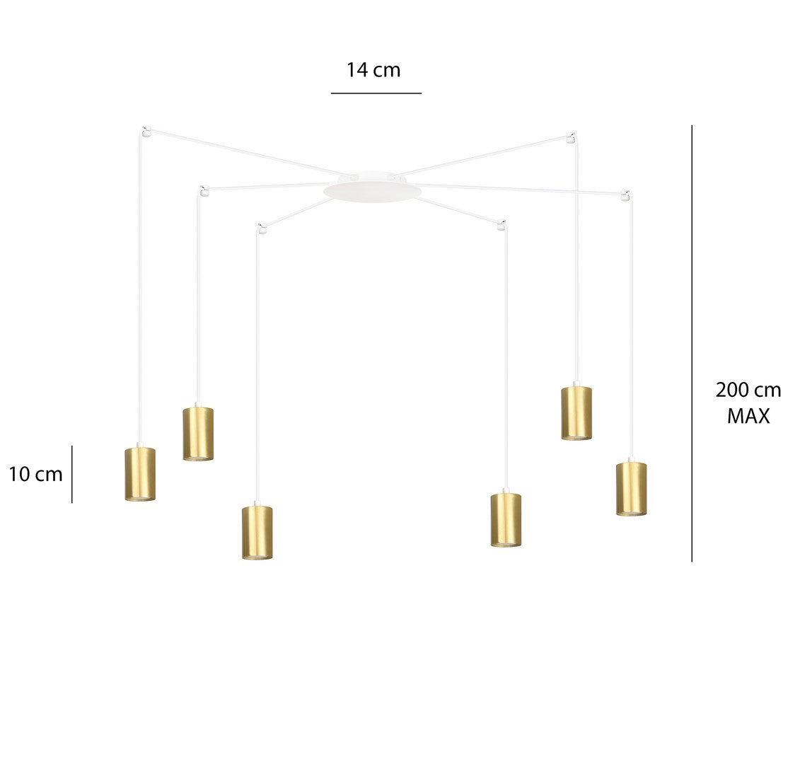 Traker 6 pendant light white/gold