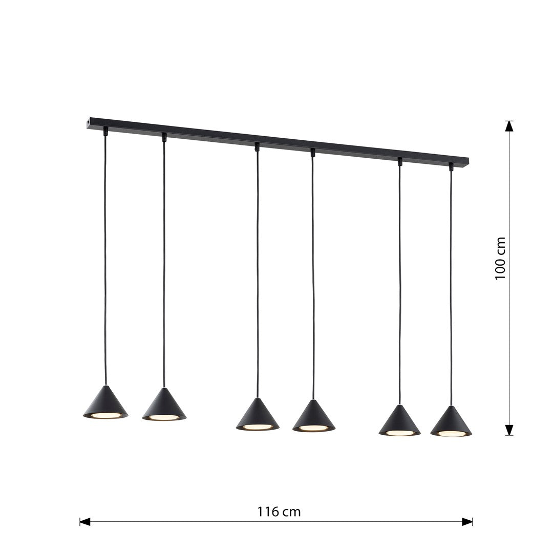 Elit 6 pendant light black/gold