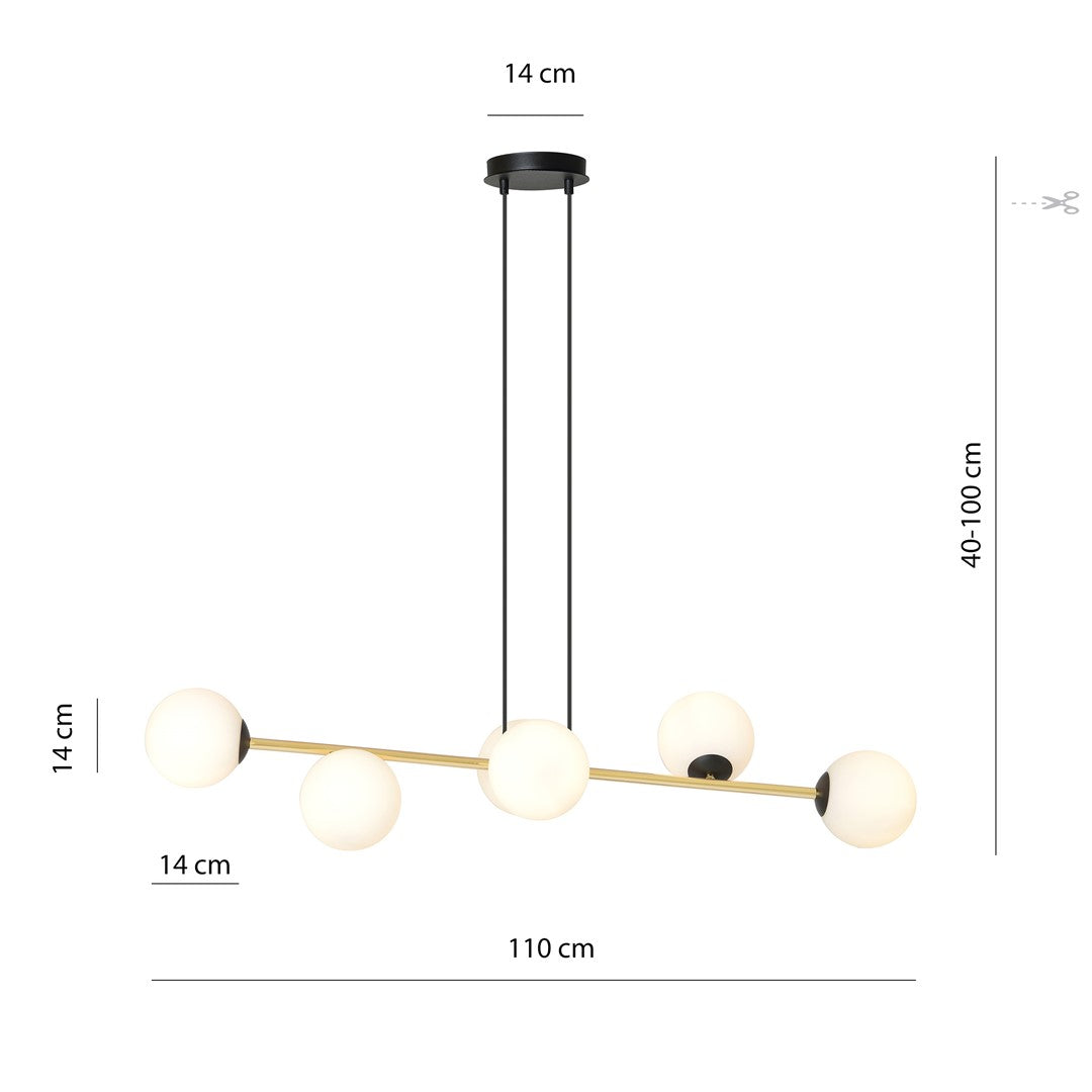 Gravity 6 pendant light black/gold