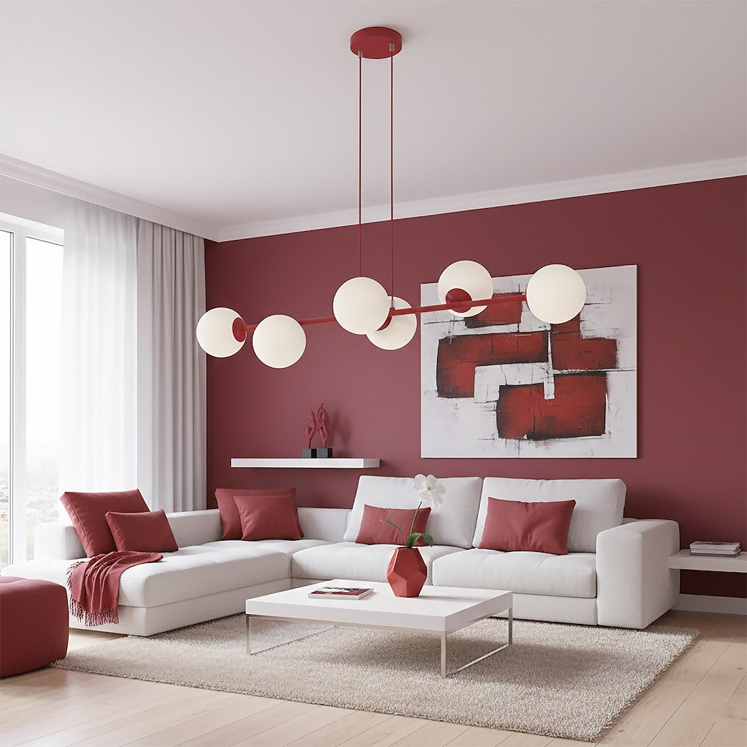 Magnus 6 pendant lamp burgundy/opal