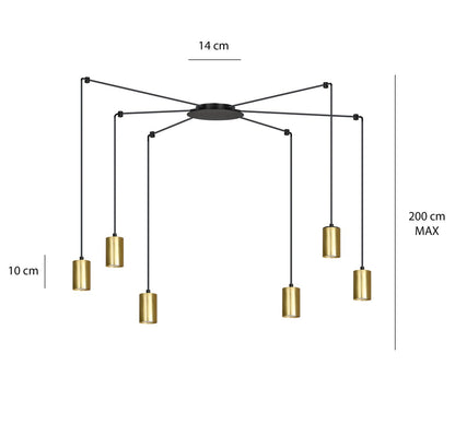 Traker 6 pendant light black/gold