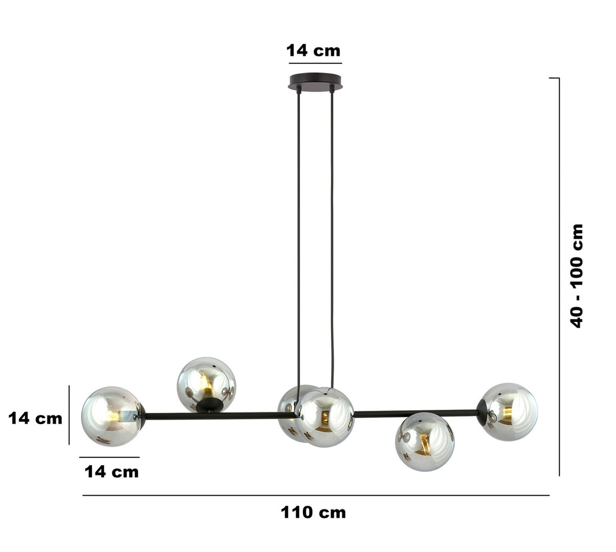 Rossi 6 pendant light black/graphite