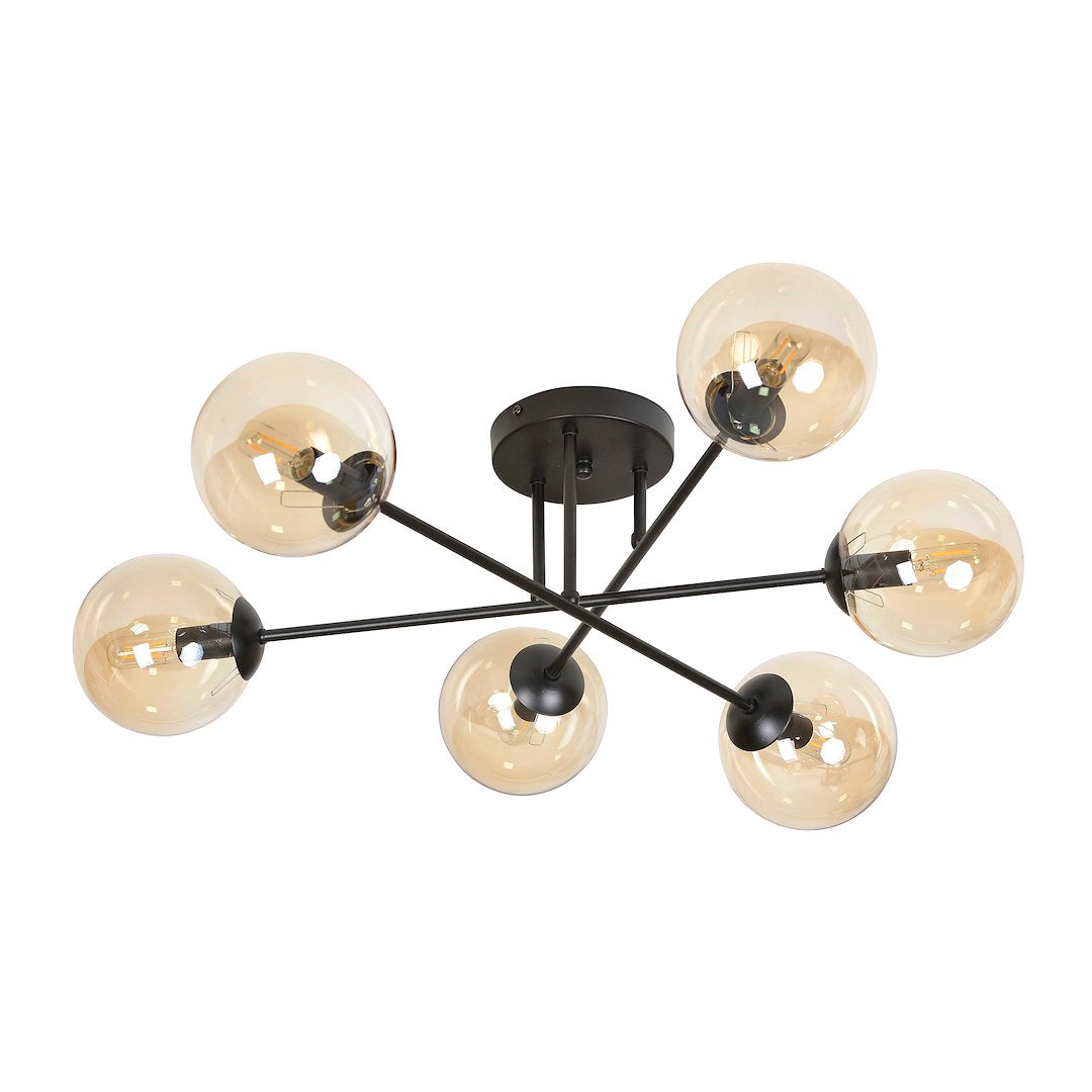Brendi 6B ceiling lamp black/amber