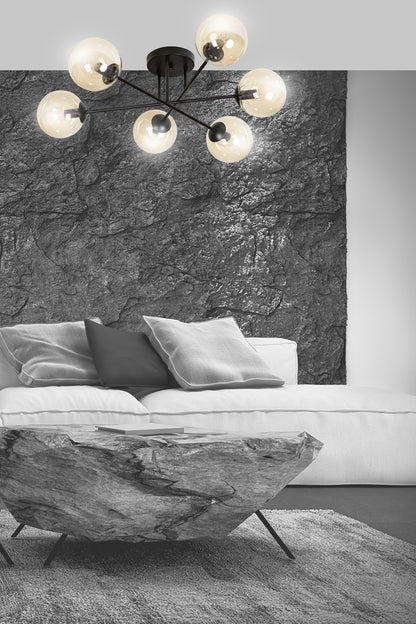 Brendi 6B ceiling lamp black/amber