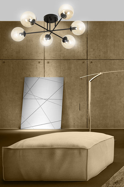 Brendi 6B ceiling lamp black/amber