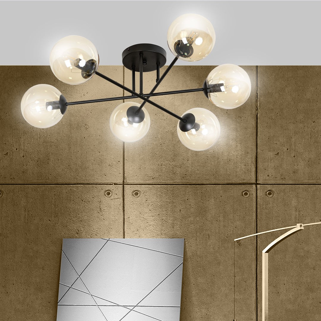 Brendi 6B ceiling lamp black/amber