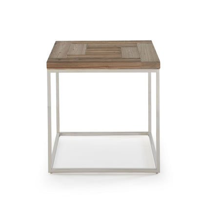 Ace Side Table in Reclaimed Pine and Polished Stainless Steel