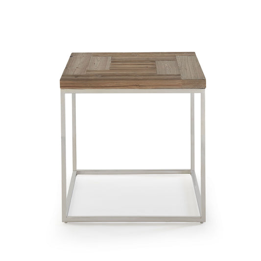 Ace Side Table in Reclaimed Pine and Polished Stainless Steel