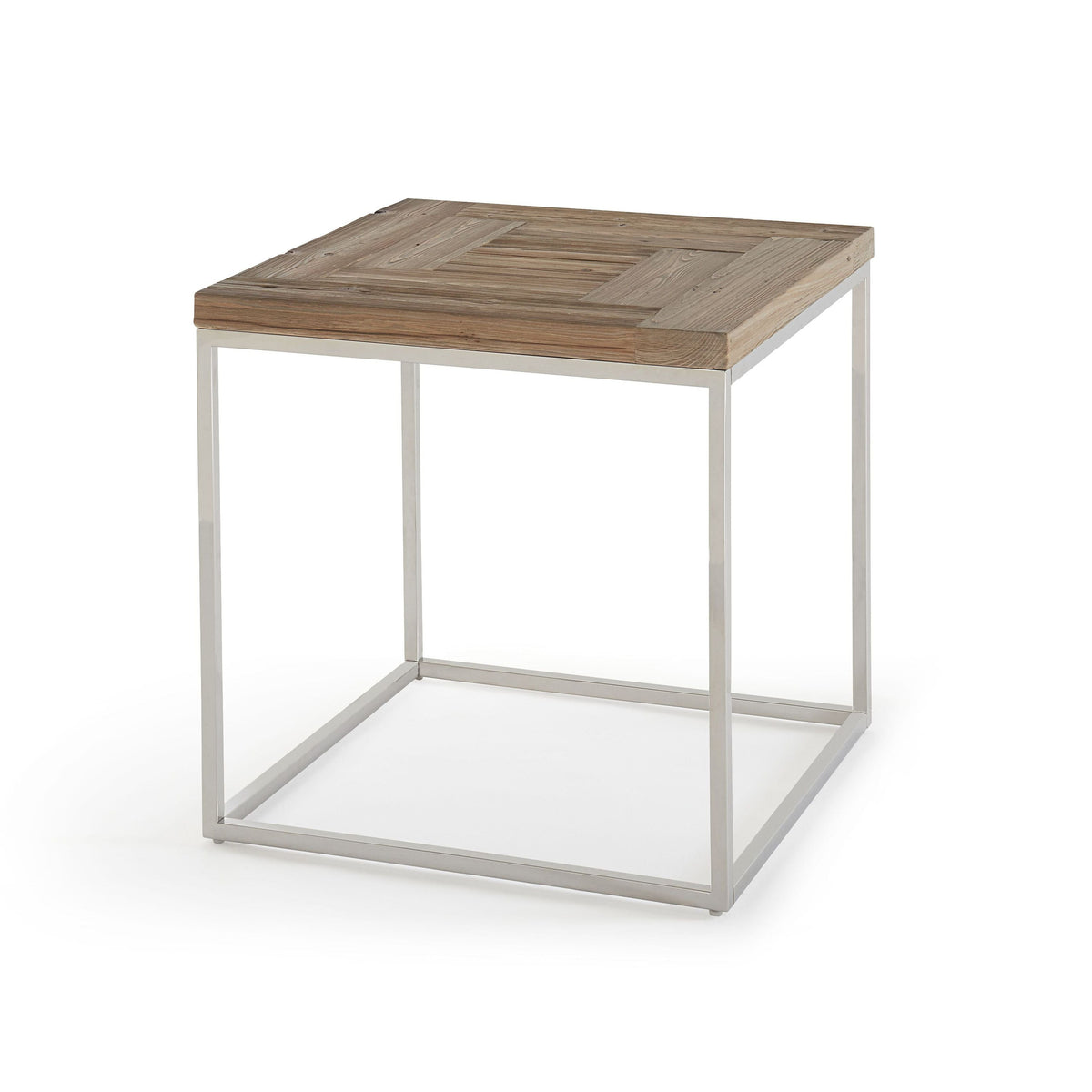 Ace Side Table in Reclaimed Pine and Polished Stainless Steel