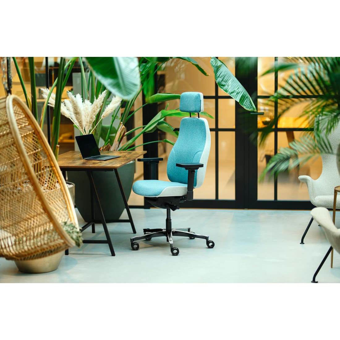 Sit And Move Therapod X2 HR Headrest Azure - Office Chair Facet Wool Azure/Ash Grey