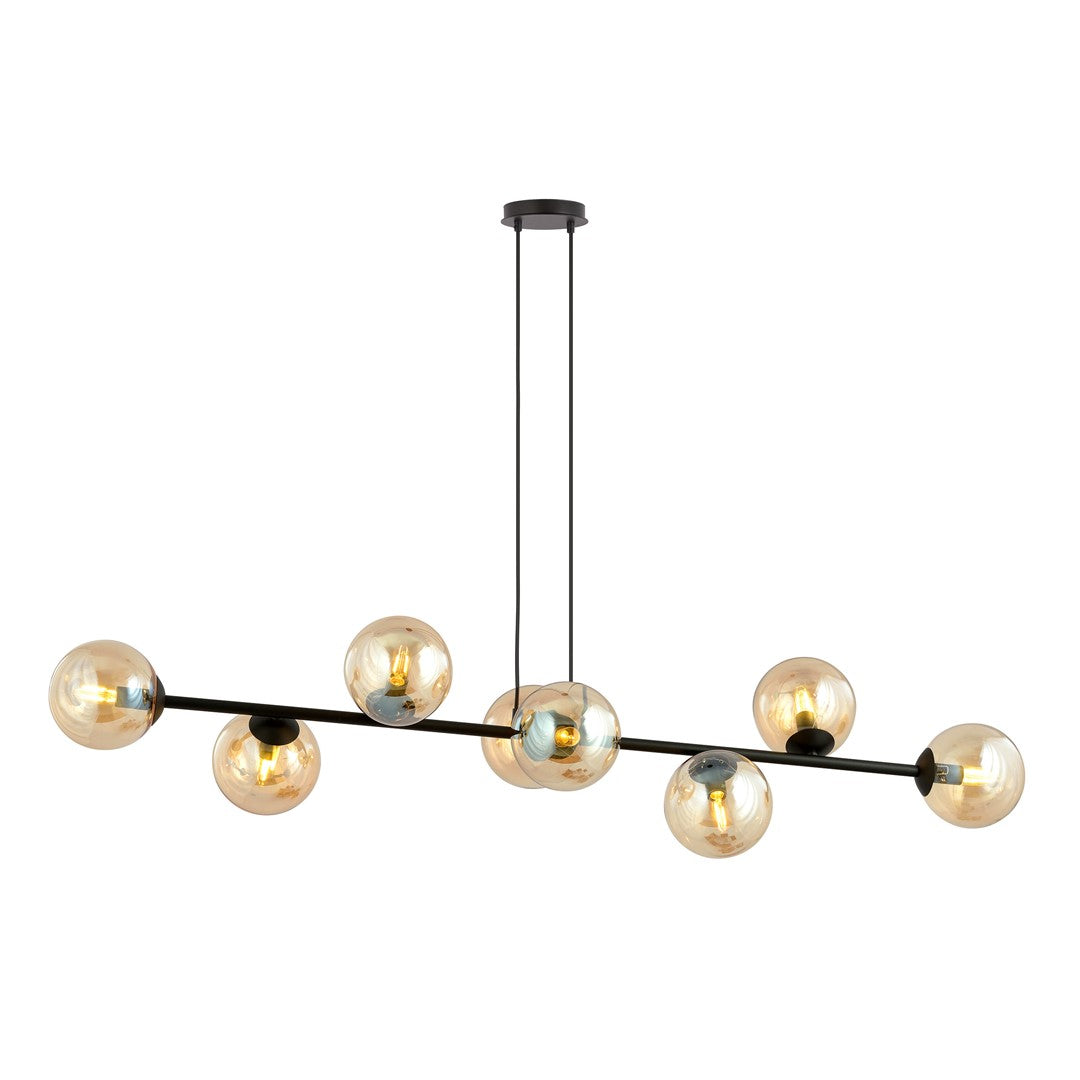Rossi 8 pendant light black/amber