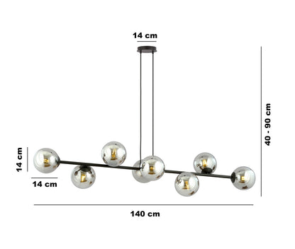 Rossi 8 pendant light black/graphite