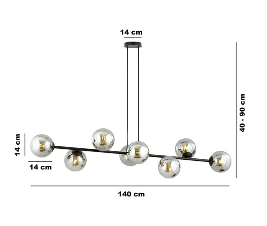 Rossi 8 pendant light black/graphite