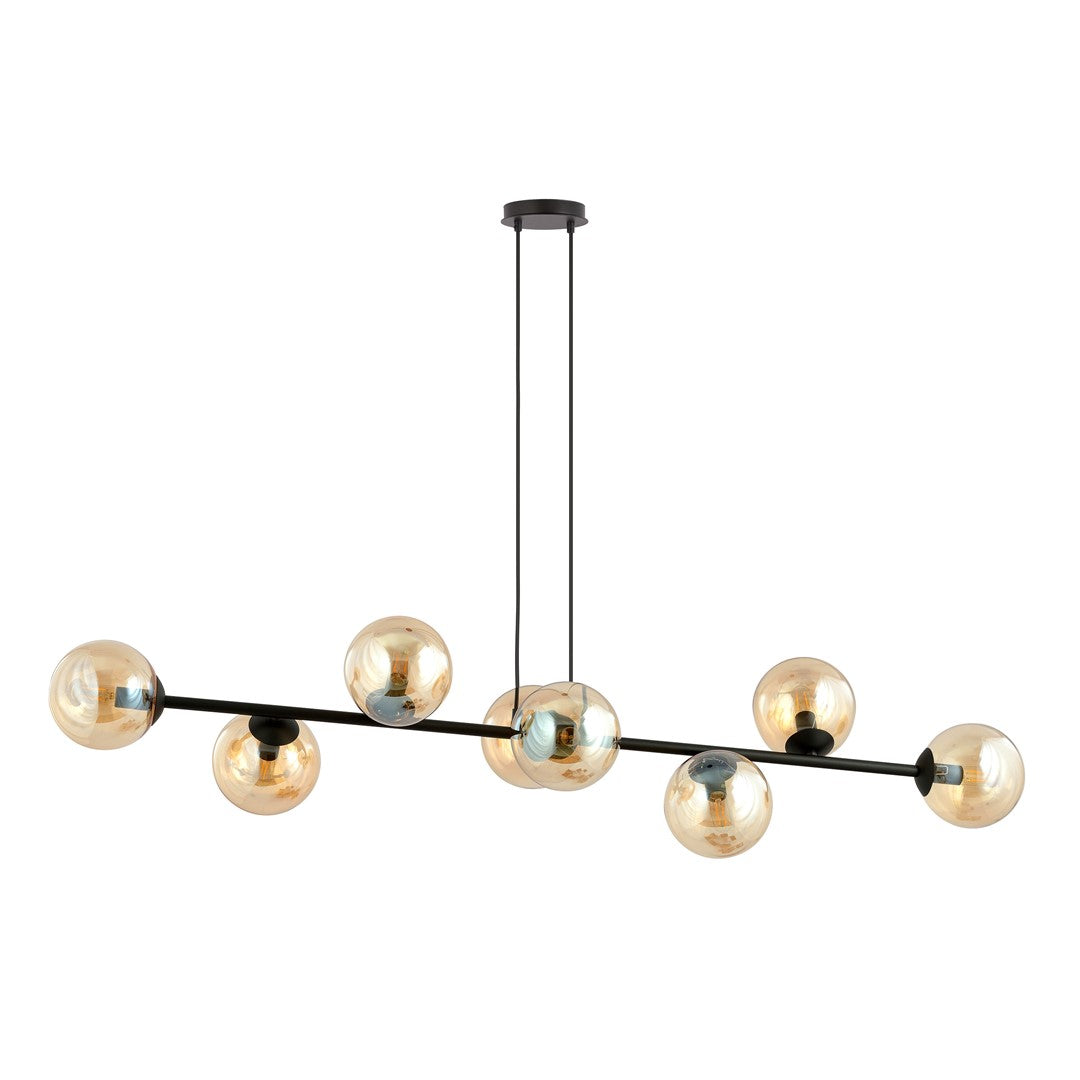 Rossi 8 pendant light black/amber