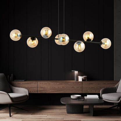 Rossi 8 pendant light black/amber