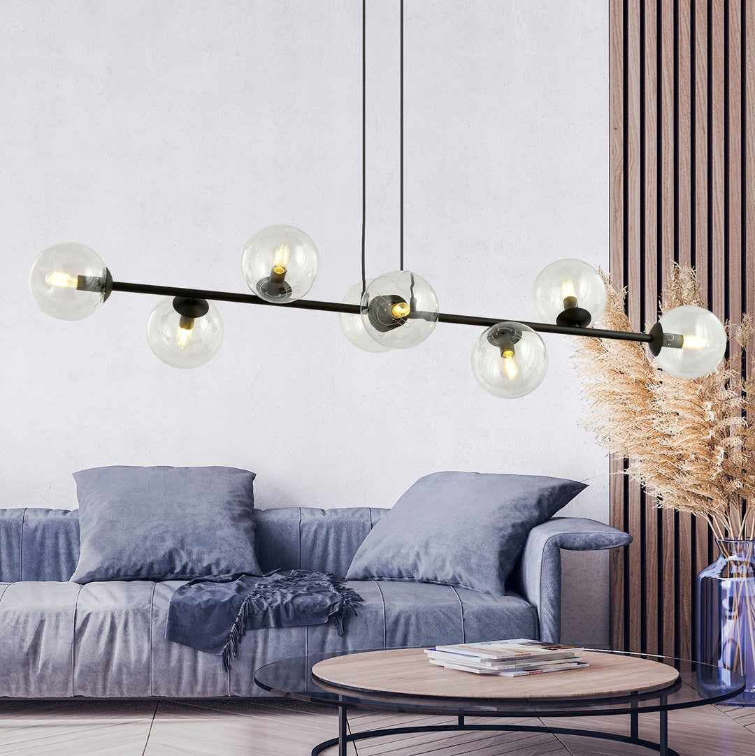 Rossi 8 pendant light black/clear