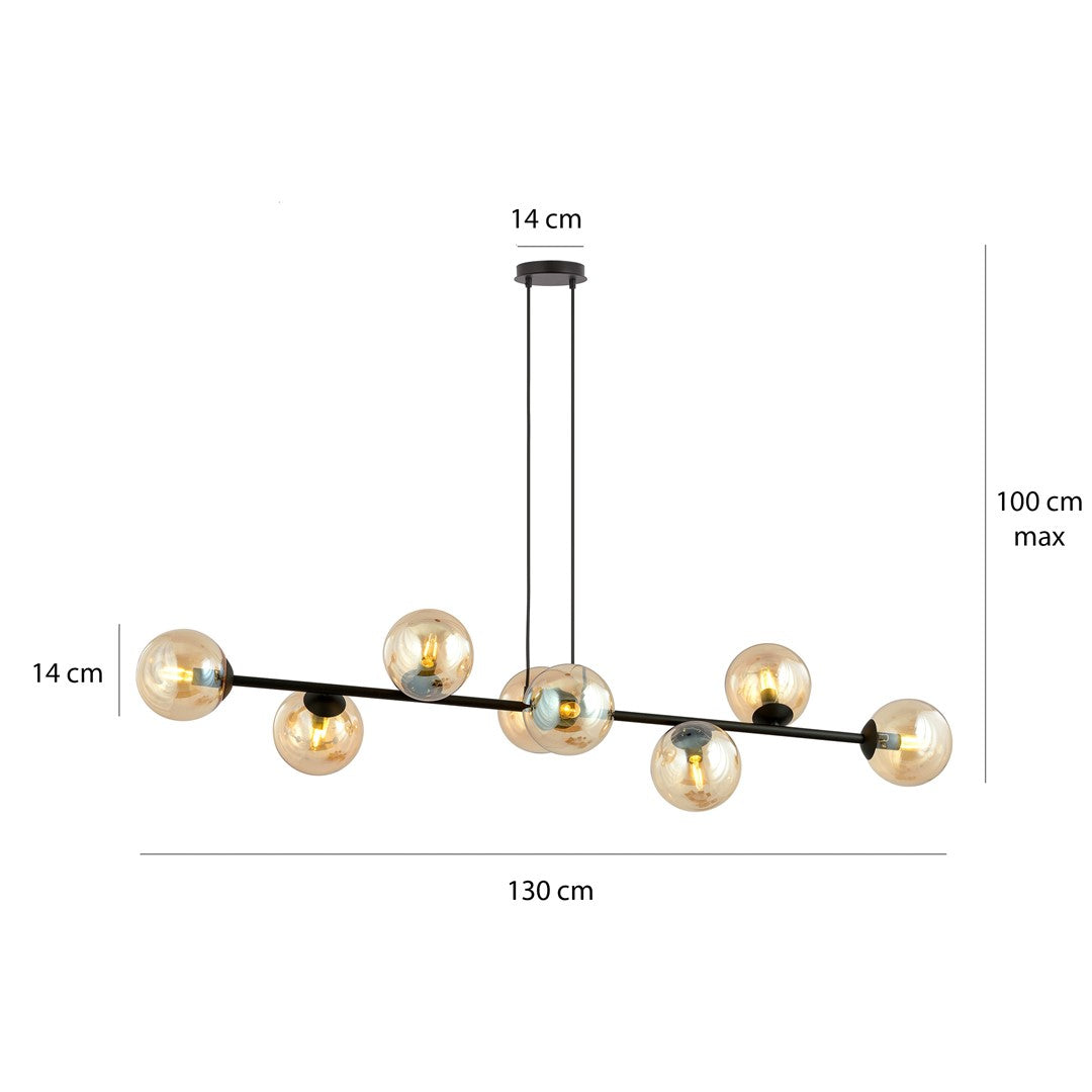 Rossi 8 pendant light black/amber