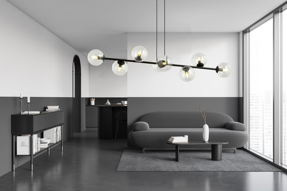 Rossi 8 pendant light black/clear