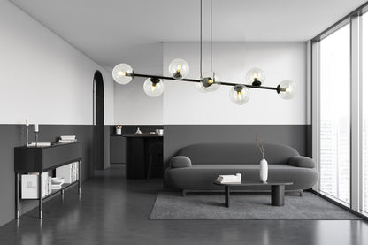 Rossi 8 pendant light black/clear