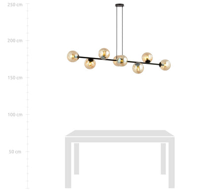 Rossi 8 pendant light black/amber