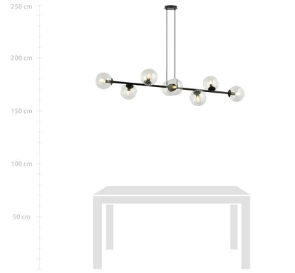 Rossi 8 pendant light black/clear