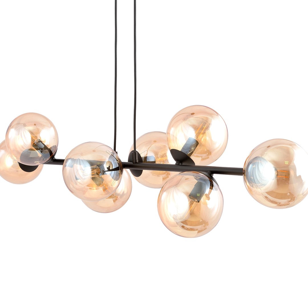 Rossi 8 pendant light black/amber