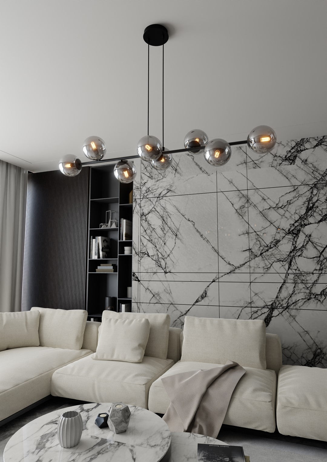 Rossi 8 pendant light black/graphite