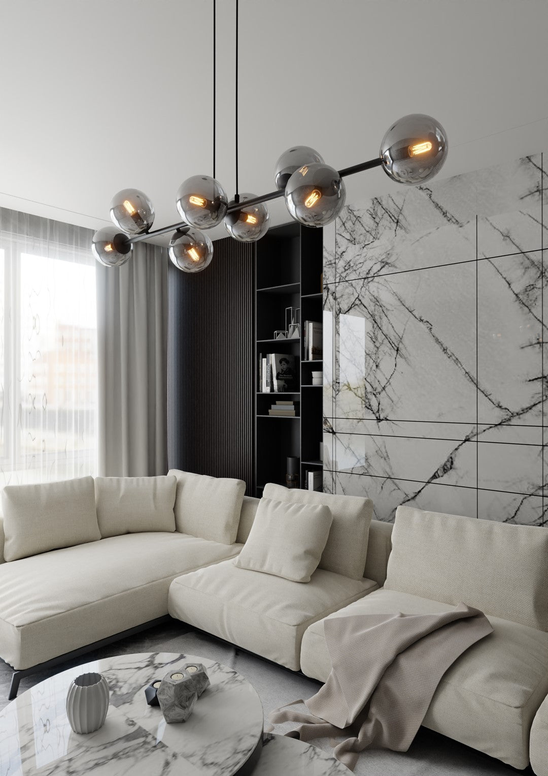 Rossi 8 pendant light black/graphite