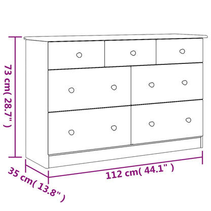 Kommode Alta 112X35X73 Cm Massivt Fyrretræ