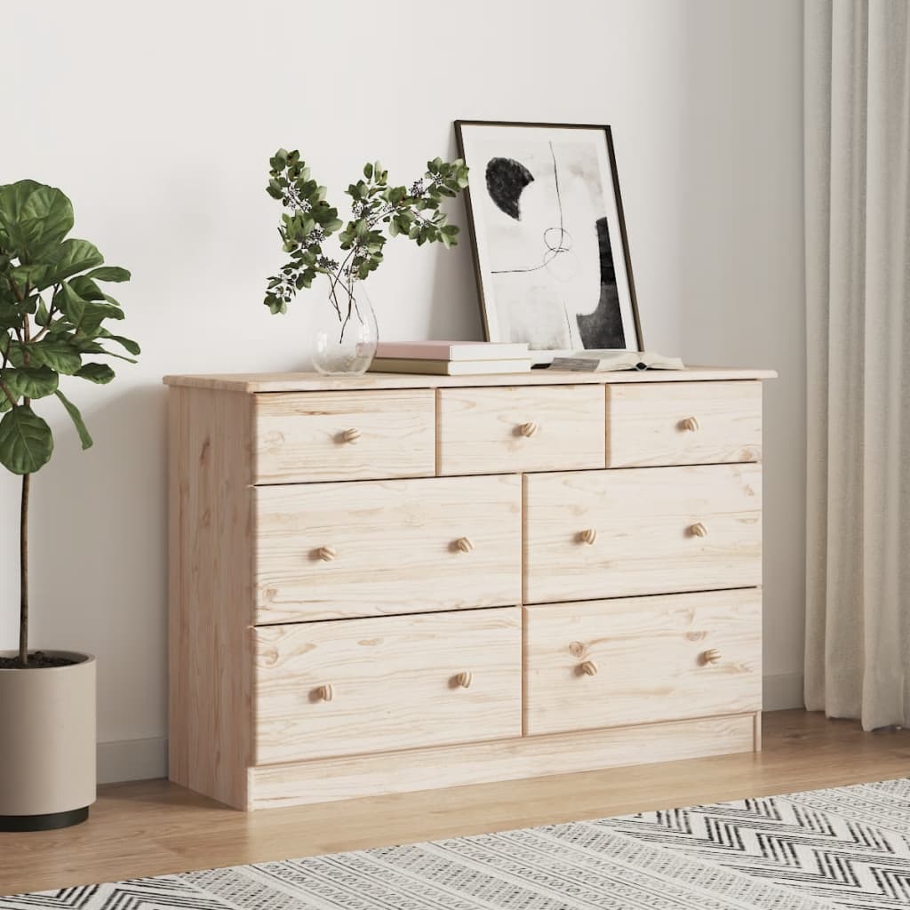 Kommode Alta 112X35X73 Cm Massivt Fyrretræ