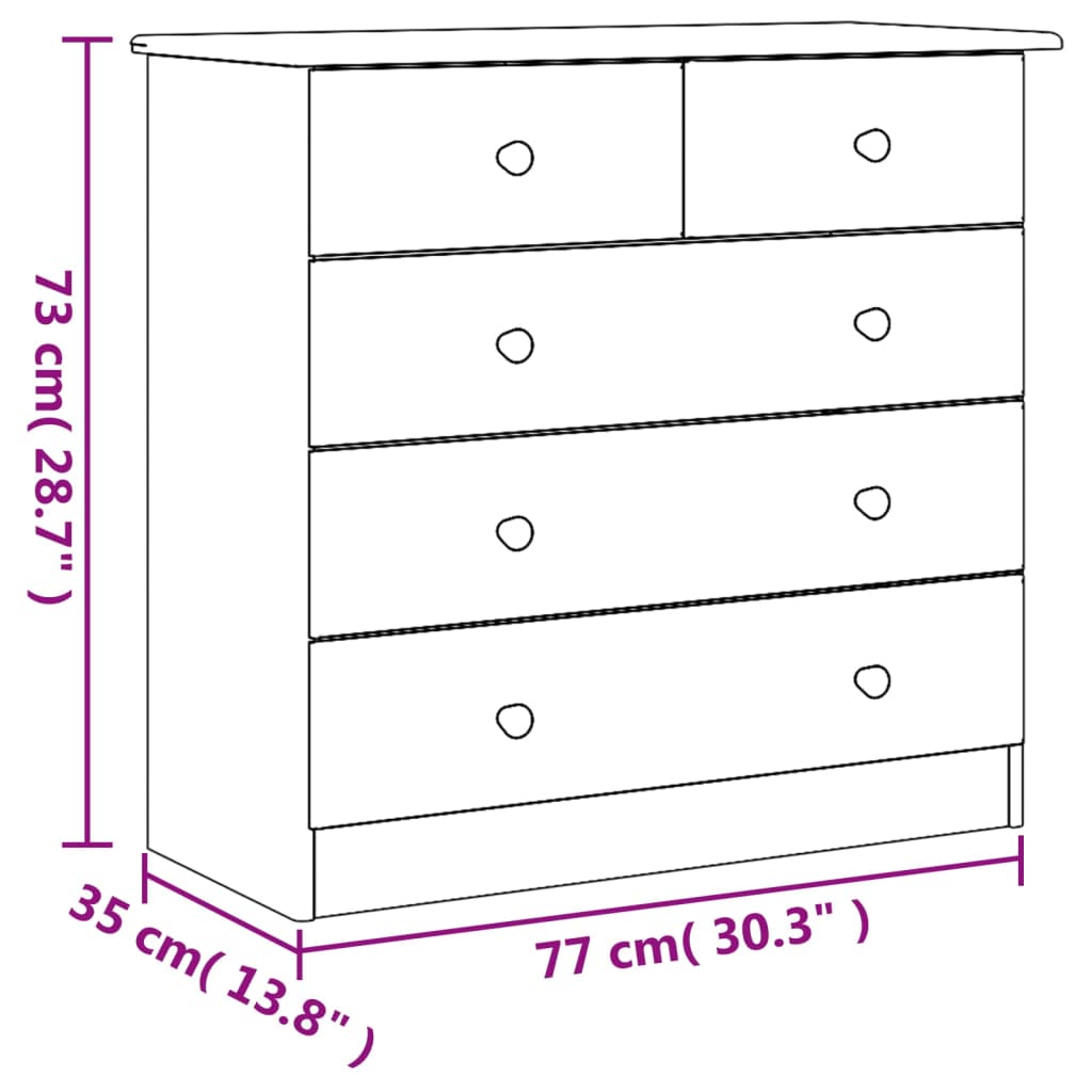 Kommode Alta 77X35X73 Cm Massivt Fyrretræ