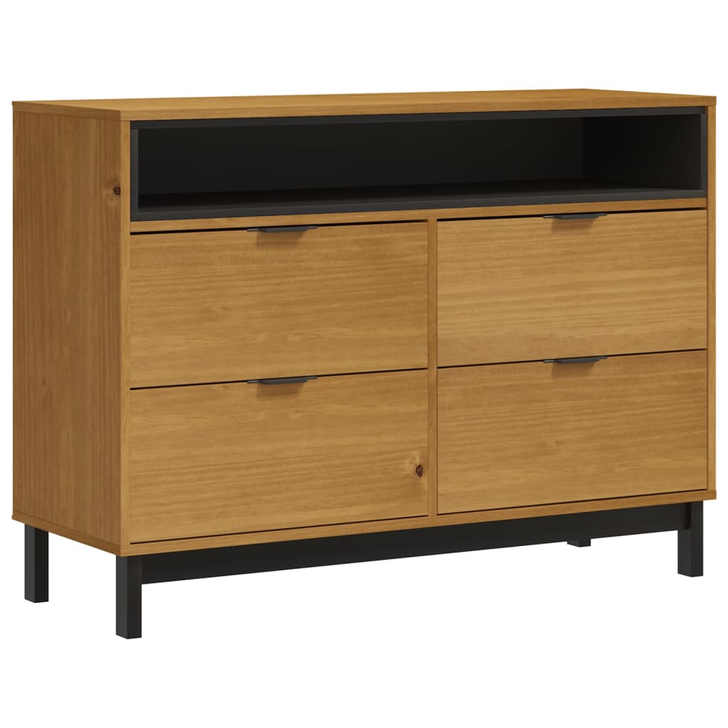 Kommode Flam 110X40X80 Cm Massivt Fyrretræ