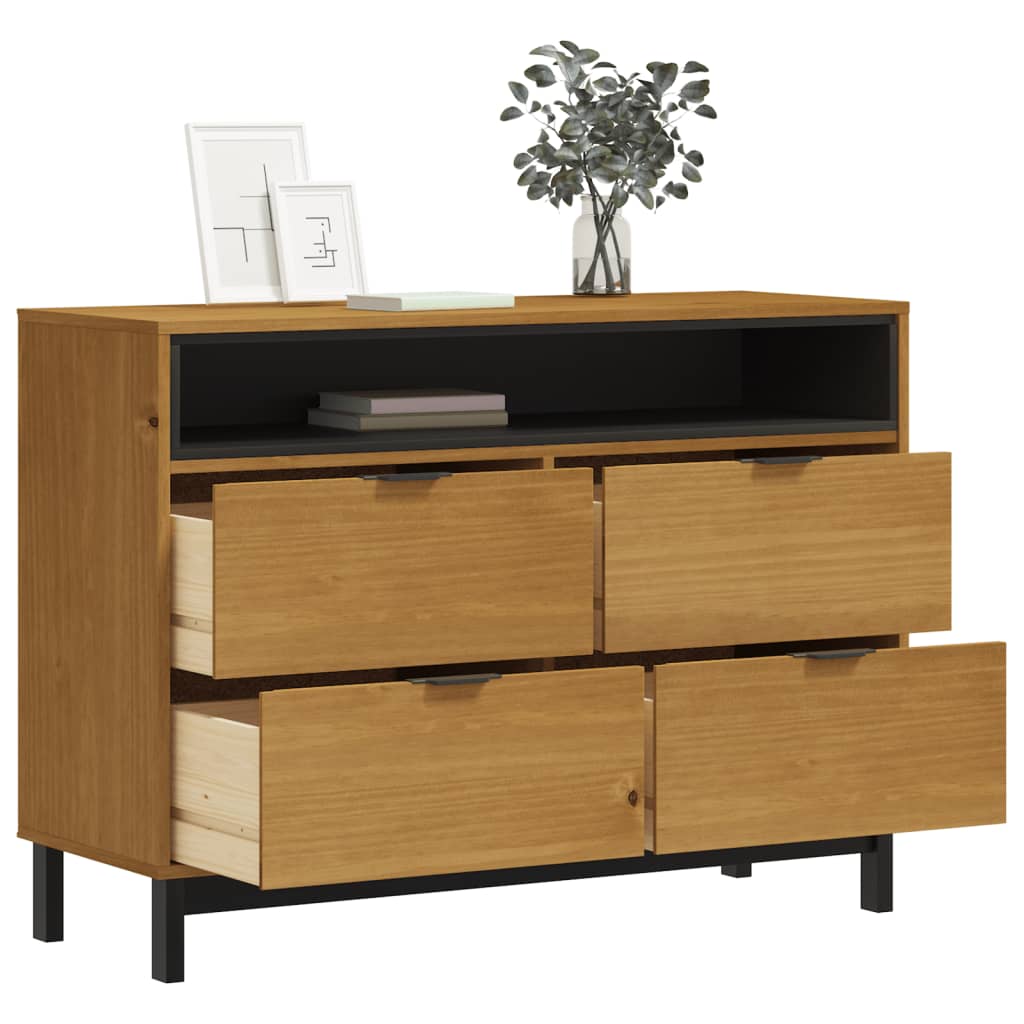 Kommode Flam 110X40X80 Cm Massivt Fyrretræ