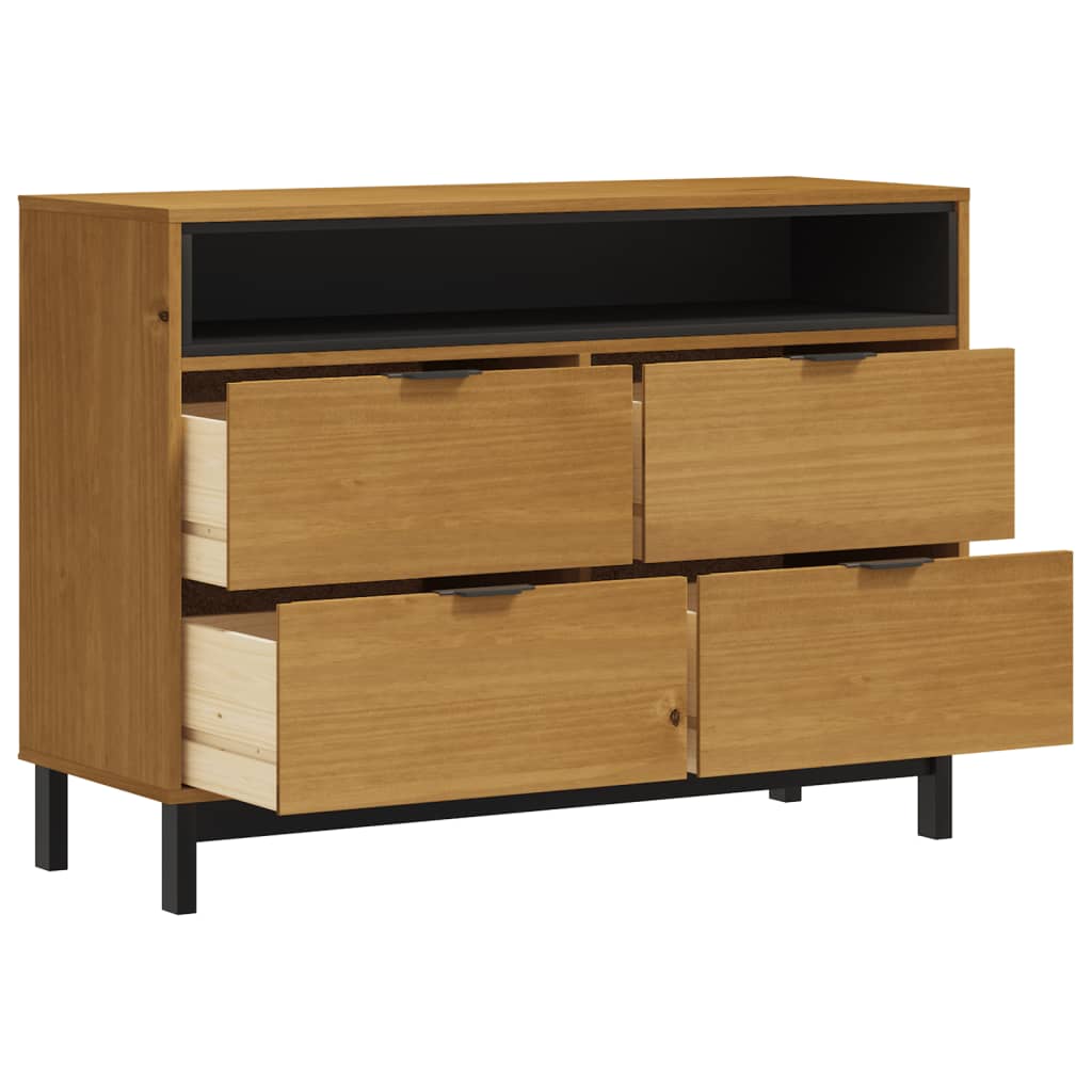 Kommode Flam 110X40X80 Cm Massivt Fyrretræ