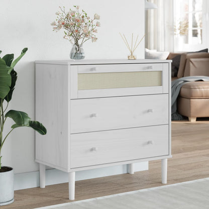 Kommode Senja Rattanlook 80X40X80 Cm Massivt Fyrretræ