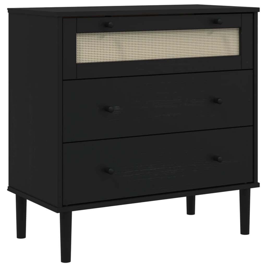 Kommode Senja Rattanlook 80X40X80 Cm Massivt Fyrretræ