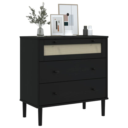 Kommode Senja Rattanlook 80X40X80 Cm Massivt Fyrretræ