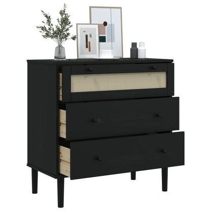Kommode Senja Rattanlook 80X40X80 Cm Massivt Fyrretræ