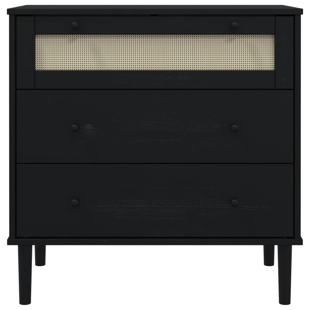 Kommode Senja Rattanlook 80X40X80 Cm Massivt Fyrretræ