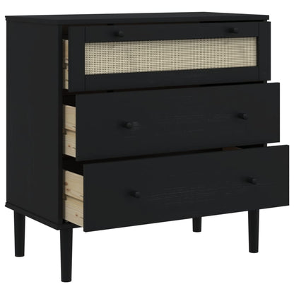 Kommode Senja Rattanlook 80X40X80 Cm Massivt Fyrretræ