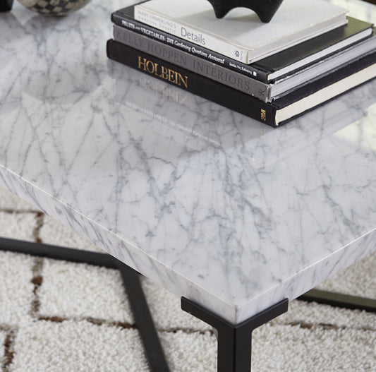 Saxon Coffee Table in Carrara Marble and Matte Black