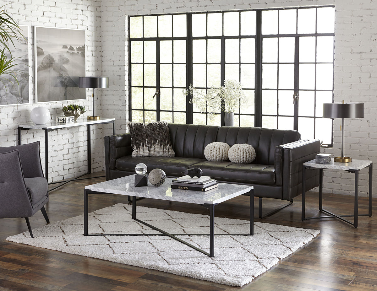 Saxon Coffee Table in Carrara Marble and Matte Black