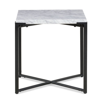 Saxon Side Table in Carrara Marble and Matte Black